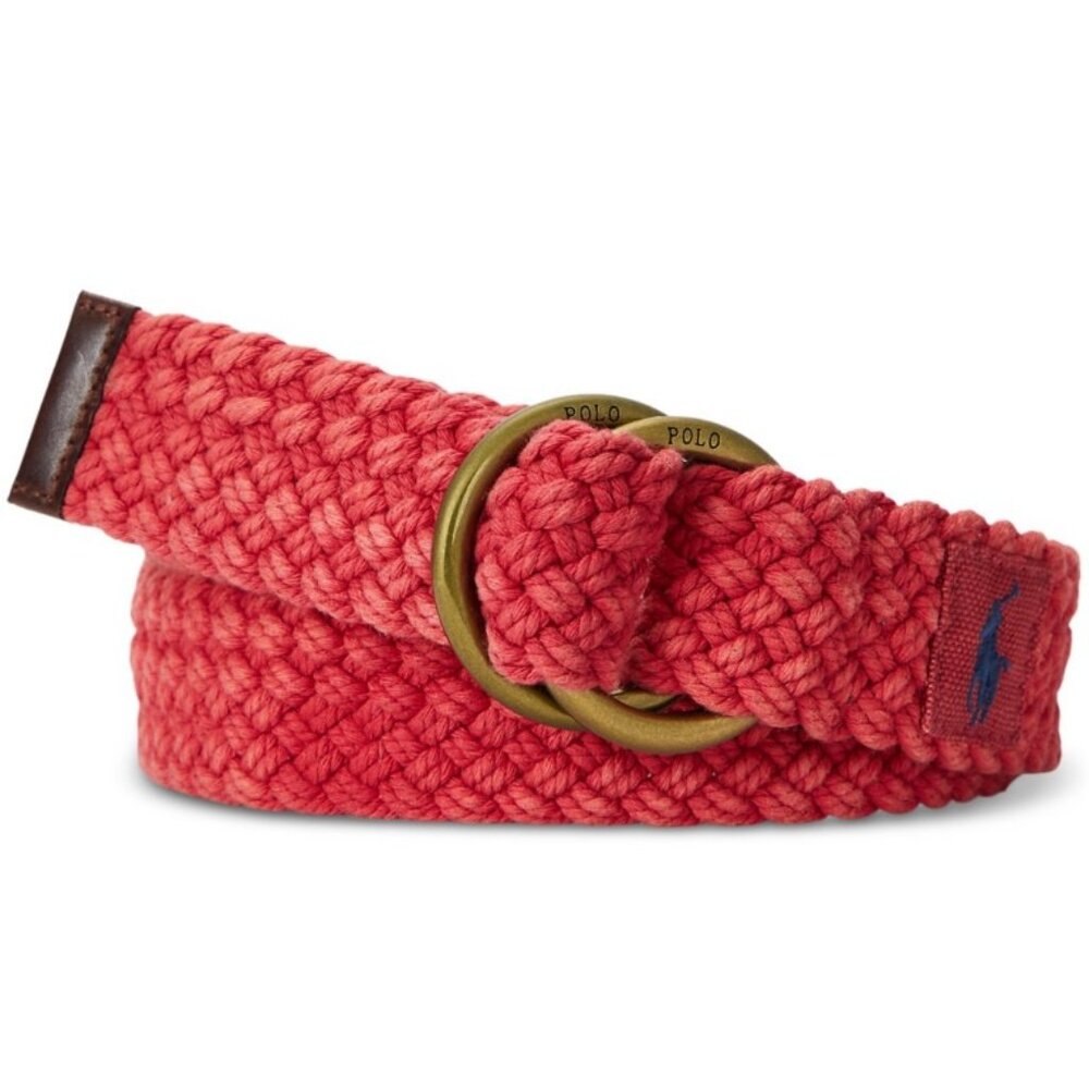 Ralph Lauren Mens Cotton Braided Belt Red Size S Summer Preppie Nautical
